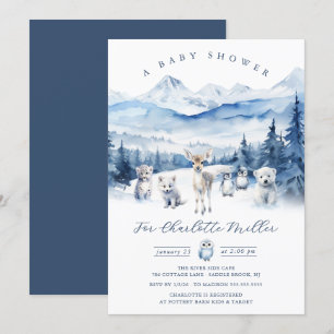 Winter Woodland Animal Baby Shower Invite
