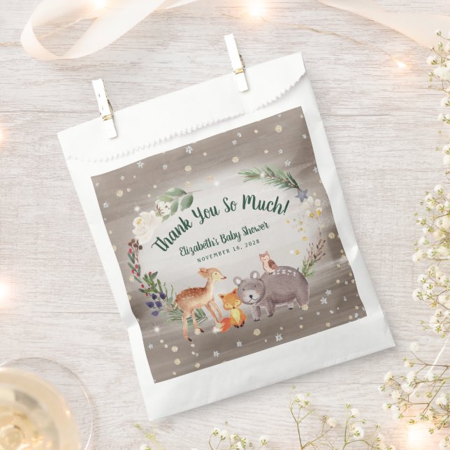 Winter Woodland Animals Baby Shower Favour Bag (Clipped)
