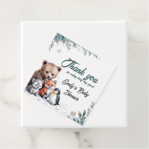 Winter Woodland Animals Baby Shower Favour Tag