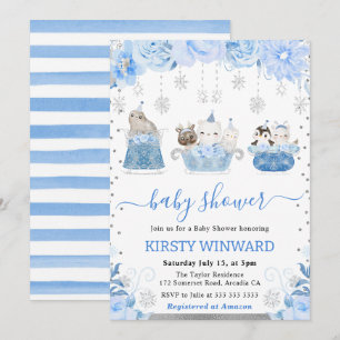 Winter Woodland Animals Baby Shower Invitation