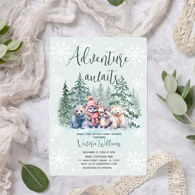 Winter Woodland Animals Baby Shower  Invitation (Creator Uploaded)