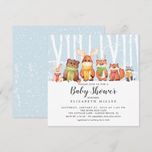 Winter Woodland Animals Baby Shower Invitation