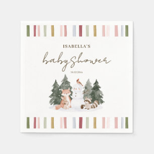 Winter Woodland Animals Baby Shower Napkin