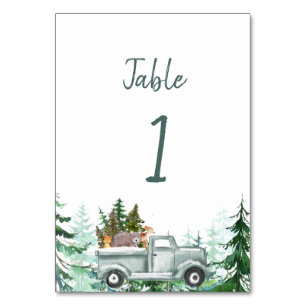 Winter Woodland Animals Baby Shower Table Number