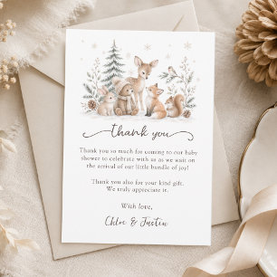 Winter Woodland Animals Baby Shower Thank You Card