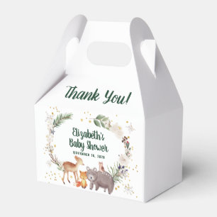 Winter Woodland Animals Baby Shower Thank You Favor Box