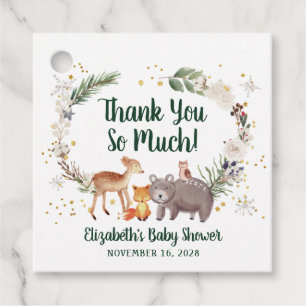 Winter Woodland Animals Baby Shower Thank You Favour Tags