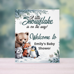 Winter Woodland Animals baby shower Welcome Acrylic Sign