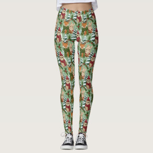 Winter Woodland Animals Christmas Pattern Leggings