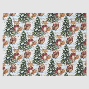 Winter Woodland Animals Christmas Pattern Tissue Paper