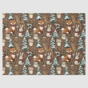 Winter Woodland Animals Christmas Pattern Tissue Paper