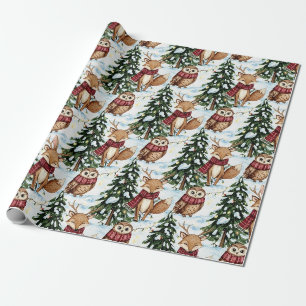 Winter Woodland Animals Christmas Pattern Wrapping Paper