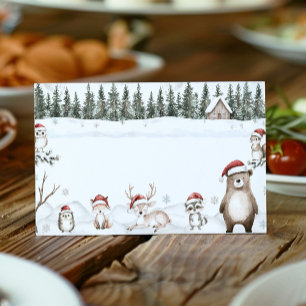 Winter Woodland Animals Food Tent Place Card