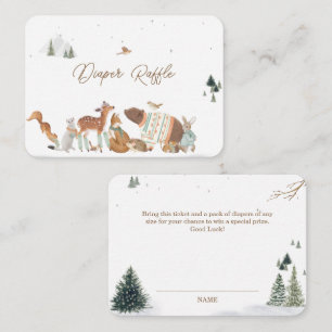 Winter Woodland Animals Forest Baby Shower Diaper Enclosure Card