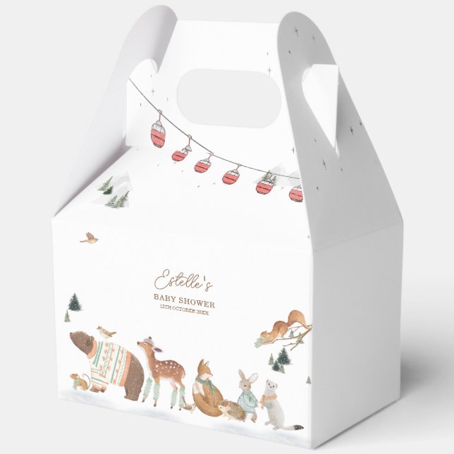 Winter Woodland Animals Forest Baby Shower Favor Box (Front)