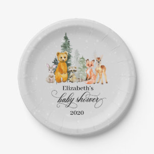 Winter Woodland Animals Holiday Paper Plate