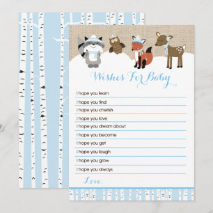 Winter Woodland Animals Wishes for Baby (Blue) Invitation
