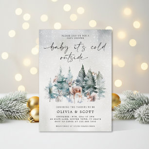 Winter Woodland Baby It's Cold Outside Baby Shower Invitation