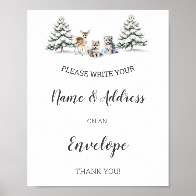 Winter Woodland Baby Shower Address An Envelope  Poster (Front)
