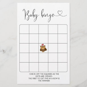 Winter Woodland Baby Shower Bingo Game