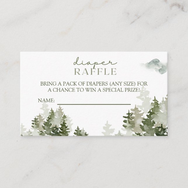 Winter Woodland Baby Shower Diaper Raffle Enclosure Card (Front)
