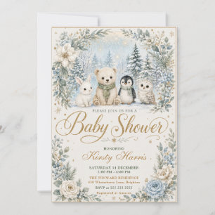 Winter Woodland Baby Shower Invitation