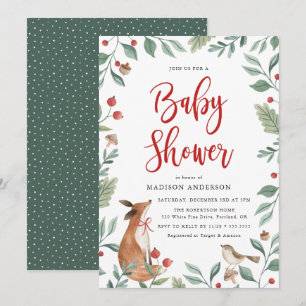 Winter Woodland Baby Shower Invitation