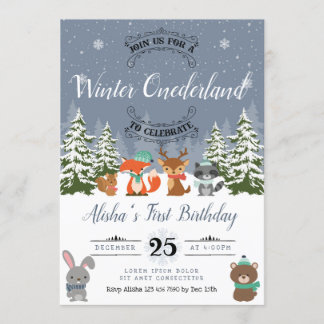 Winter Woodland Birthday Invitation