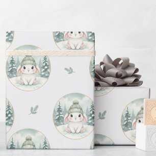 Winter Woodland Bunny Baby Shower Wrapping Paper