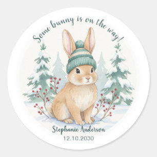 Winter Woodland Bunny Gender Neutral Baby Shower Classic Round Sticker