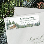 Winter Woodland Cabin Christmas Return Address<br><div class="desc">This cozy winter Christmas return address label features a watercolor rustic woodland scene with a cabin nestled in the snow-covered woods. Please check out the collection for a variety of matching products.</div>