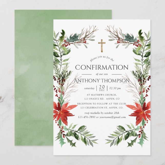 Winter Woodland Christmas Confirmation Invitation (Front/Back)
