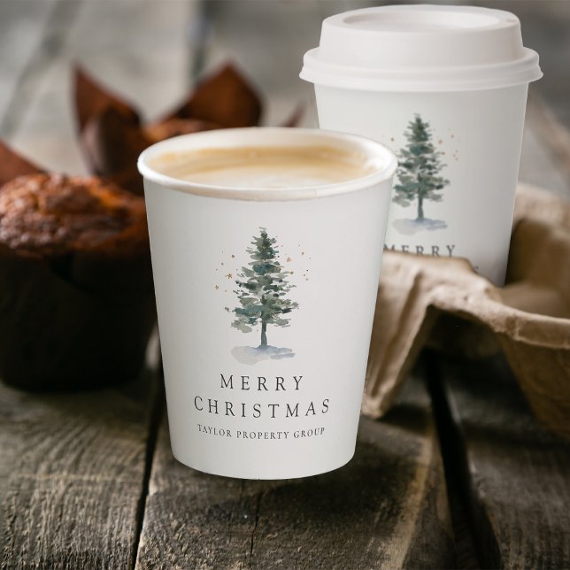 Winter Woodland Christmas Pine Tree Paper Cups (Creator Uploaded)