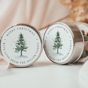 Winter Woodland Christmas Tree Personalized Classic Round Sticker