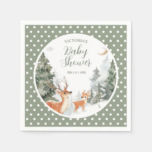 Winter Woodland Cute Animals Baby Shower Napkin
