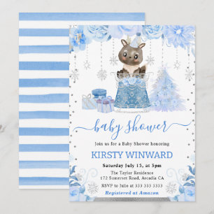 Winter Woodland Deer Baby Shower Invitation