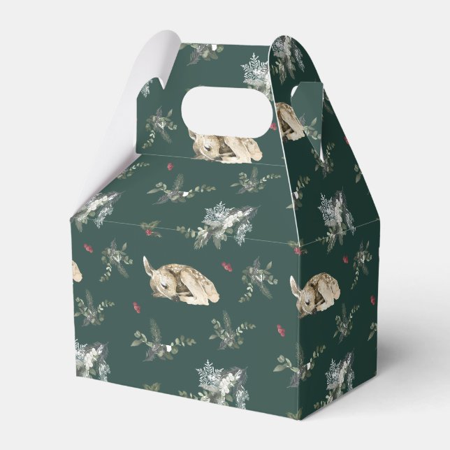 Winter Woodland Deer Christmas Favor Box (Front Side)