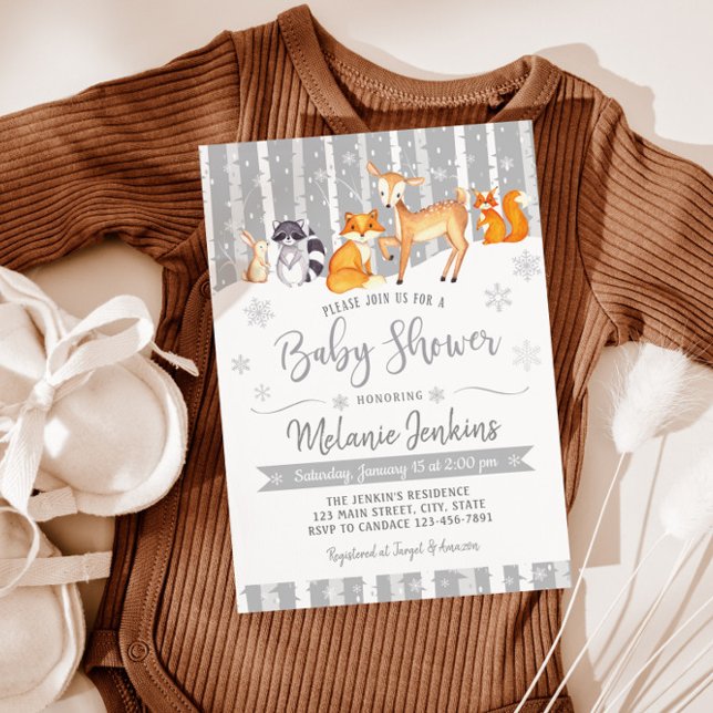 Winter Woodland Deer Fox Baby Shower Invitation (Creator Uploaded)