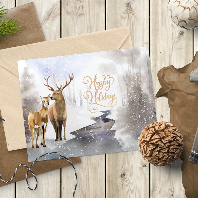 Winter Woodland Deer Happy Holidays Photo (Creator Uploaded)