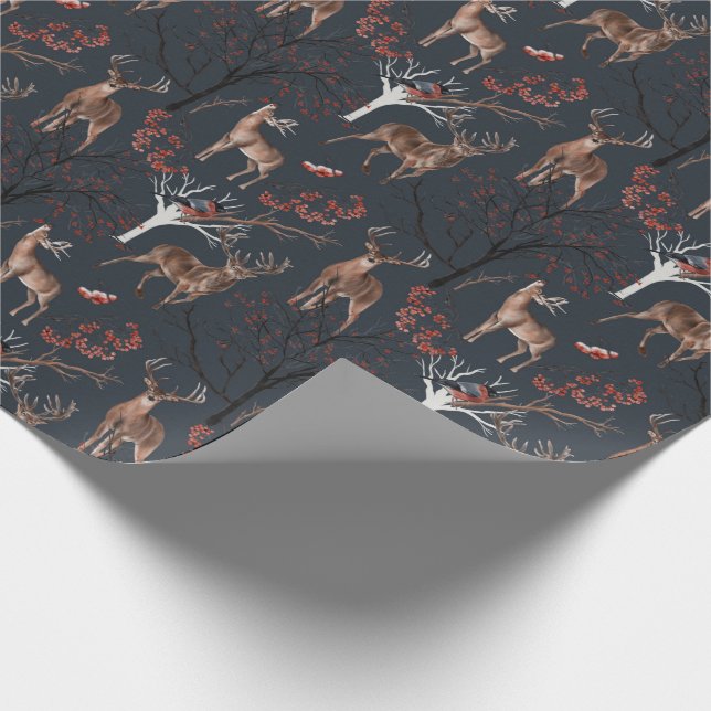 Winter Woodland Deer Holiday Christmas Wrapping Paper (Corner)