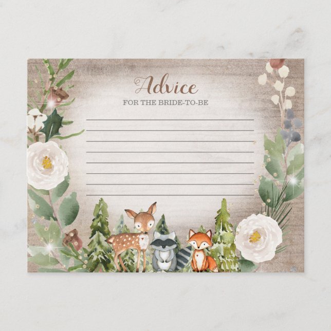 Winter Woodland Enclosure Card White Floral (Front)