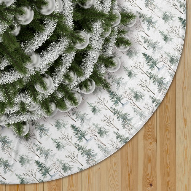 Winter Woodland Evergreen Tree Pattern Brushed Polyester Tree Skirt (Creator Uploaded)