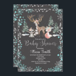Winter Woodland Forest Baby Shower Invitation Mint<br><div class="desc">Winter woodland girl baby shower invitation perfect for baby shower party.</div>