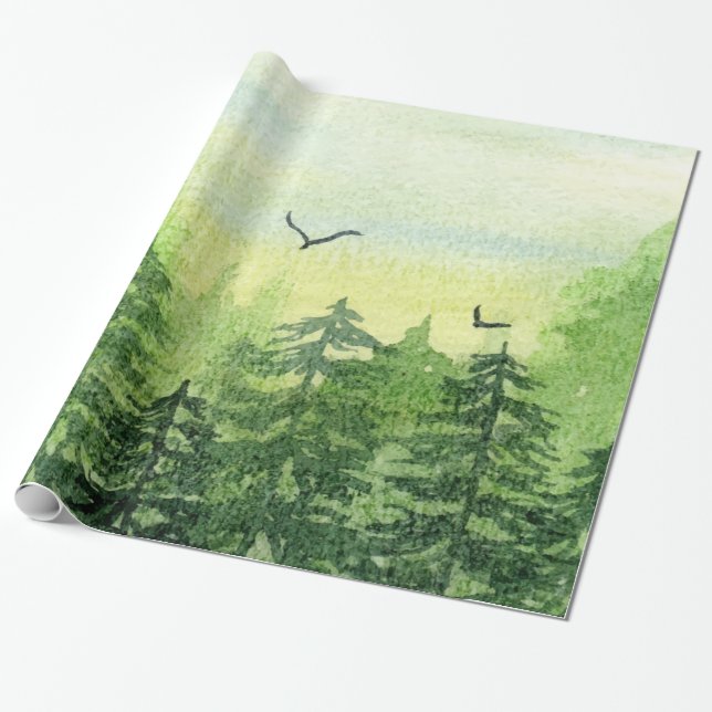 Winter Woodland,Forest Birds Wrapping Paper (Unrolled)