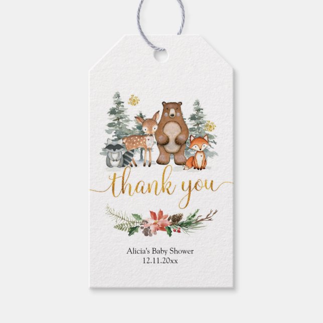 Winter Woodland Forest Favour Gift Tag (Front)