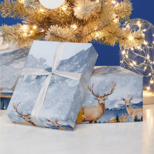 Winter Woodland,Forest Reindeers Wrapping Paper