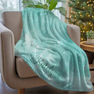 Winter Woodland Forest Snowflake Personalized Sherpa Blanket
