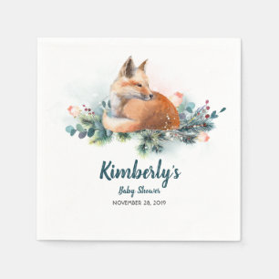 Winter Woodland Fox Baby Shower Napkin