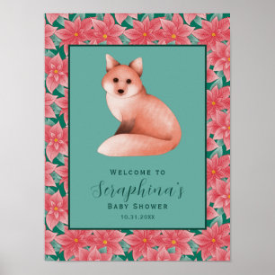 Winter Woodland Fox Baby Shower Welcome Poster