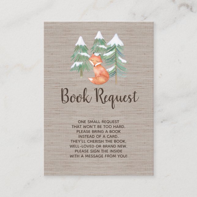 Winter Woodland Fox Book Request Invitation Insert (Front)